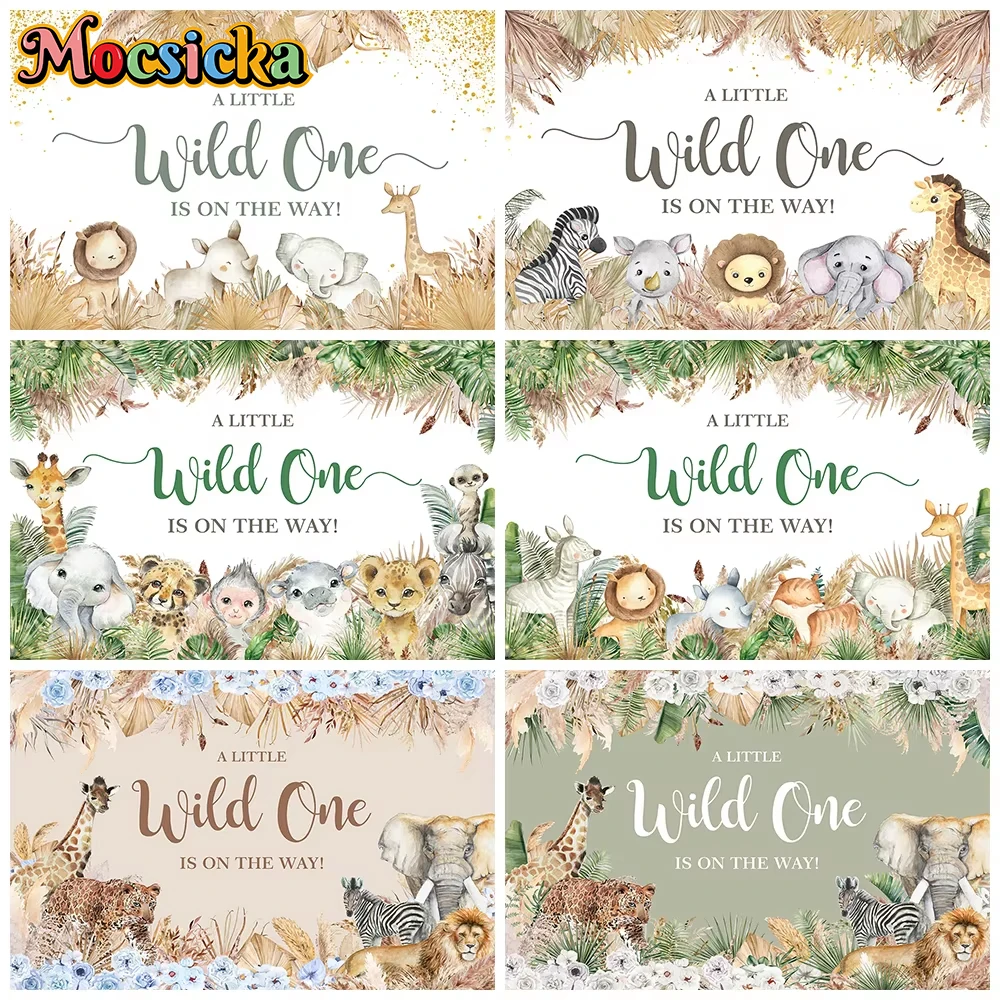 

Mocsicka 1st Birthday Background Tropical Jungle Wildlife Party Decorations Kids Portrait Photo Background Shooting Props Banner