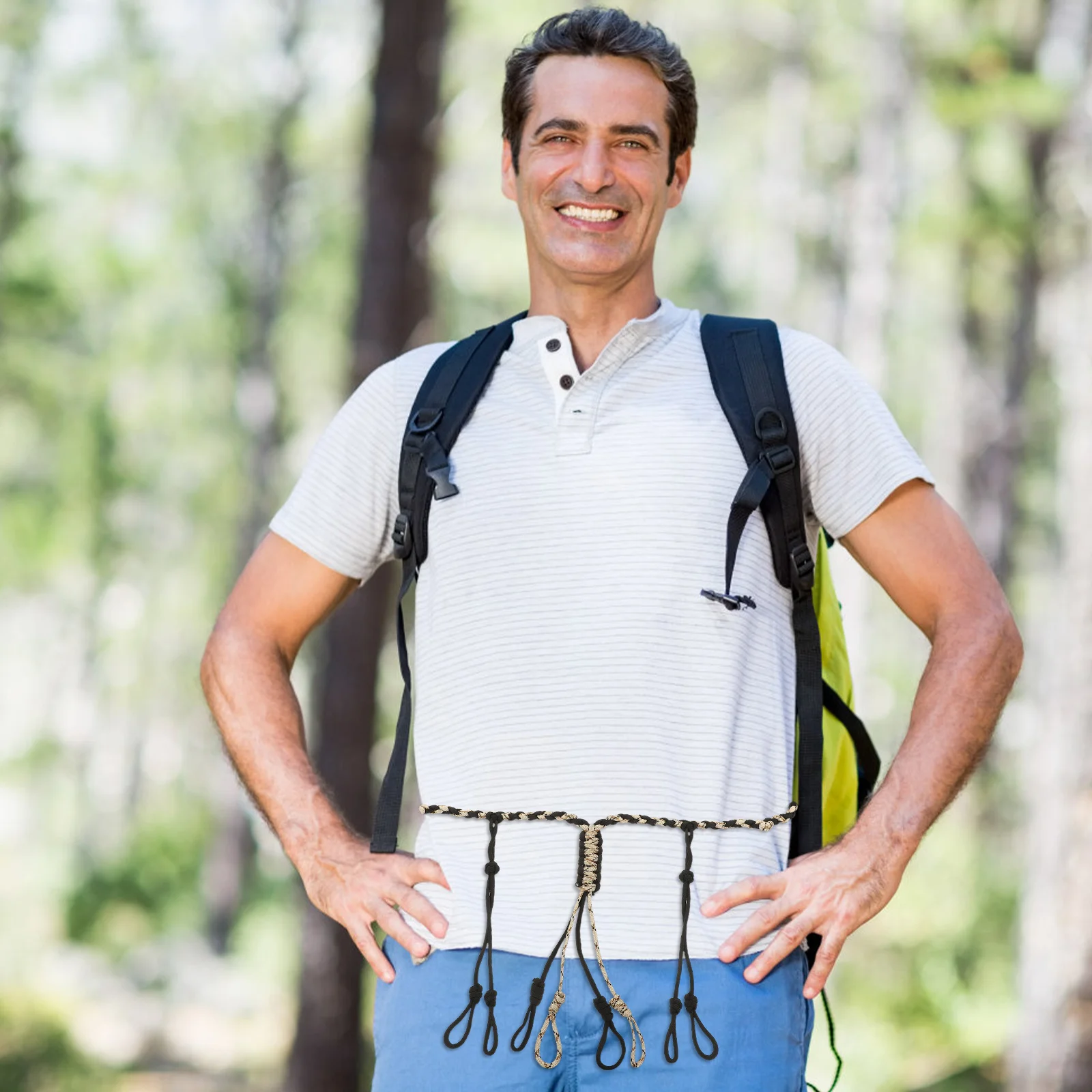 Adjustable Whistle Hanging Rope Polyester Hiking Stick Lanyard Outdoor Sports Hanging Rope for Hunting Camping Hiking