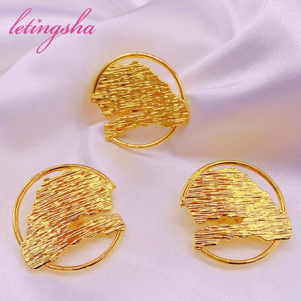 Dubai Clip Earrings Fashion Trendy Jewelry Set Luxury Gold Color Earrings African Ring Set for Women Bride Weddings Party Gift