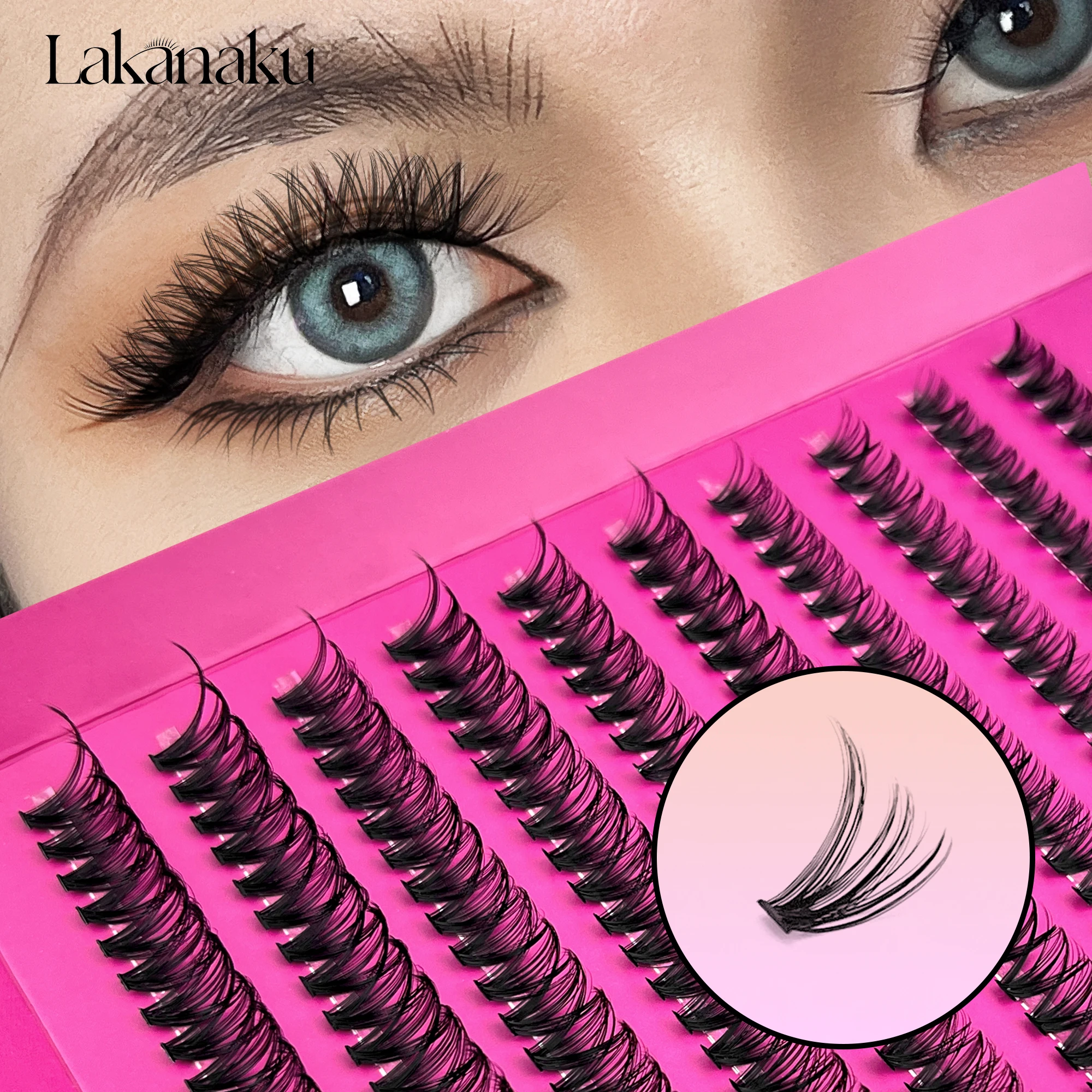 LAKANAKU Natürliche Cluster-Wimpernverlängerungen DIY Cluster-Wimpern Manga-Wimpern Cluster Ultradünne magische Anime-DIY-Wimpernverlängerungen