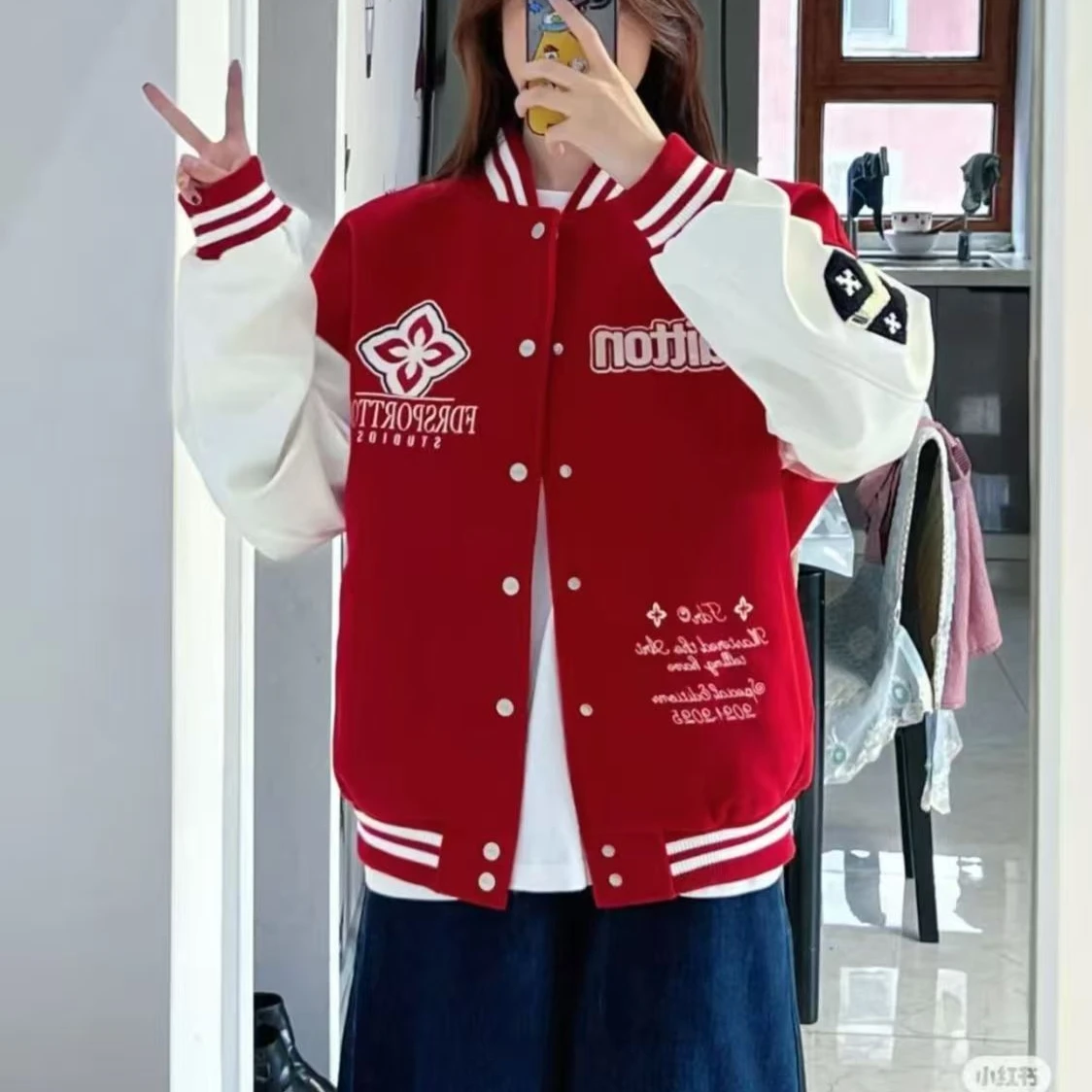 Luxury Embroidery Varsity Jacket Women Vintage Baseball Bomber Jackets Spring Autumn Coats Outerwears Streetwear Women Clothes