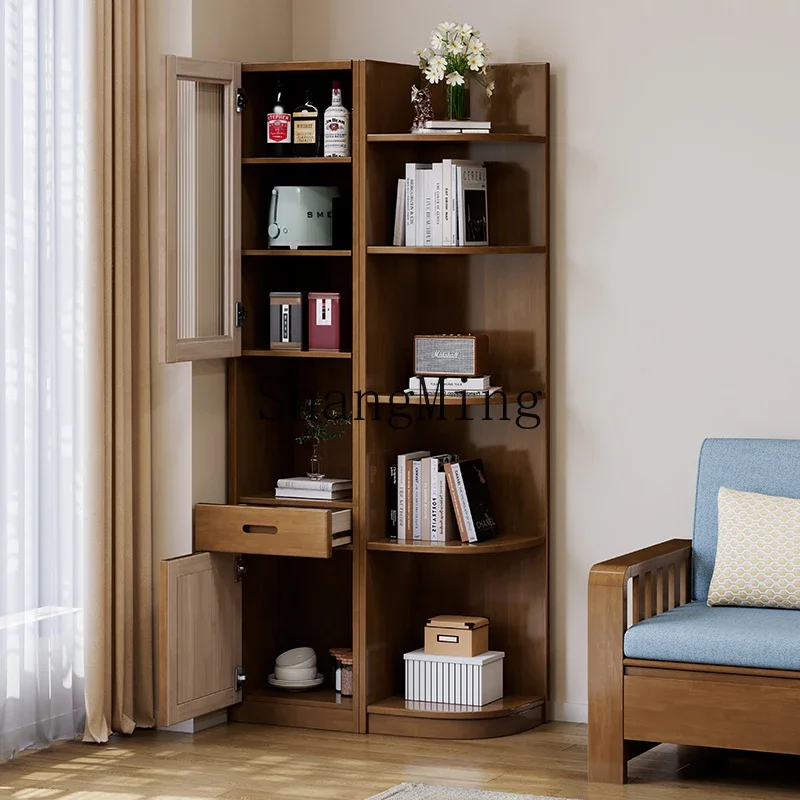 FG solid wood triangular corner storage cabinet living room corner wine cabinet crack rack