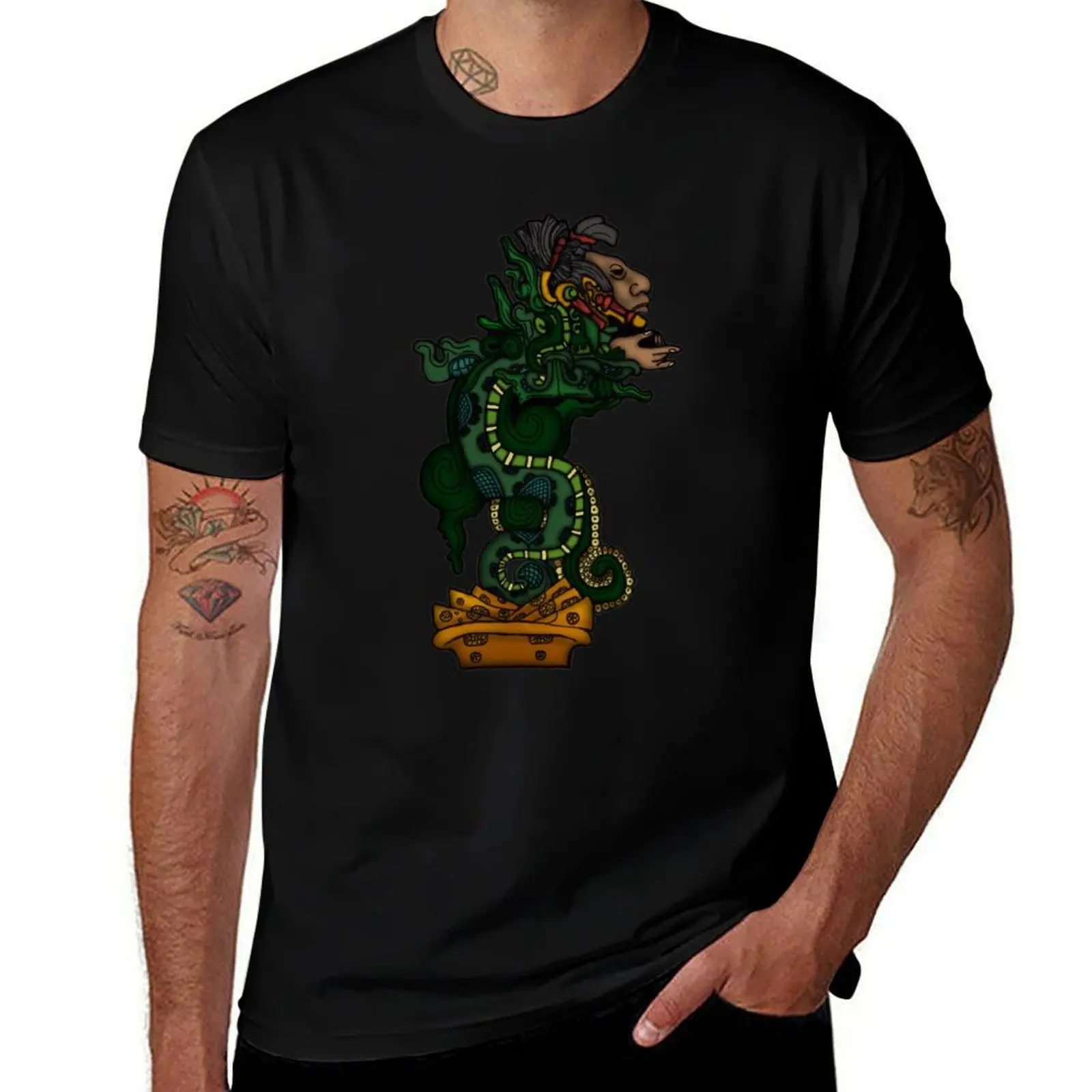 Mayan Serpent God T-Shirt Plus Size Simple Casual Top T-Shirt