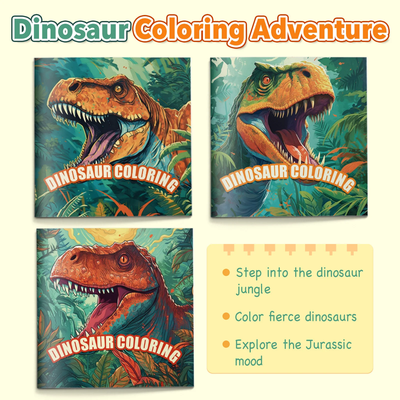Dinosaur Coloring Adventure 3-Book Set for Adults: Adult Coloring Books with Detailed Jurassic Jungle Dinosaur Designs