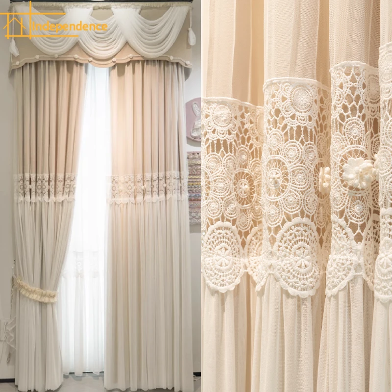 

Custom Embroidered Lace Gauze Curtain Double-layer White Gauze Curtains for Living Room Bedroom French Window Balcony Bay Window