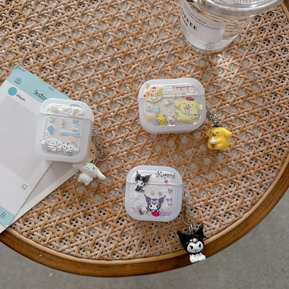 Cute Cartoon Kuromi Cinamonroll Earphone Case for AirPods 1 2 3 Pro Pro2 4 Pom Pom Purin Wireless Bluetooth earphones Cover