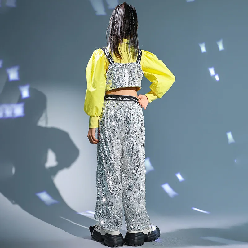 Children's Jazz Dance Costume, Girls' Sequin Set, Autumn and Winter Street Dance Fashion Costume, Children's Runway Performance