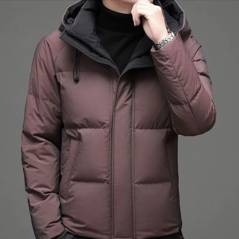 2023 New Men Down Jacket Winter Coat Short Thicken Warm Remove The Cap Parkas Loose Simple Outwear Hooded Leisure Overcoat