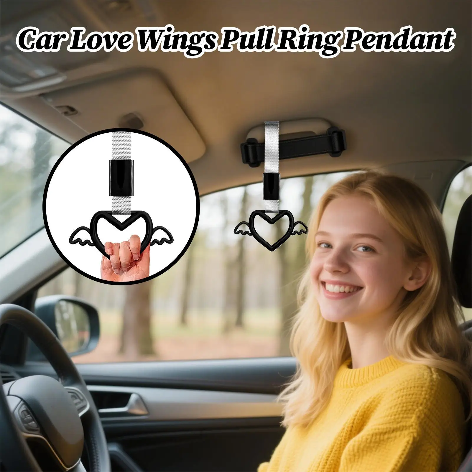 

Ремешок для ручки автомобиля, подвесные кольца в форме сердца, ремни для ручек автомобиля, подвеска для дрифта, внутреннее внешнее украшение, автомобильный аксессуар
