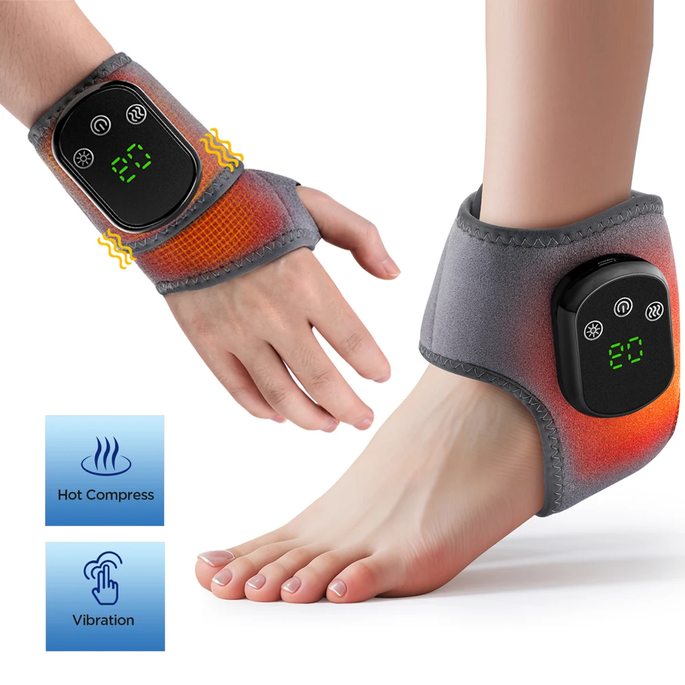 

Wireless Ankle Heating Pad Electric Vibration Massage Heated Foot Hand Wrap for Wrist Ankle Rechargeable Heated Wristband Brace