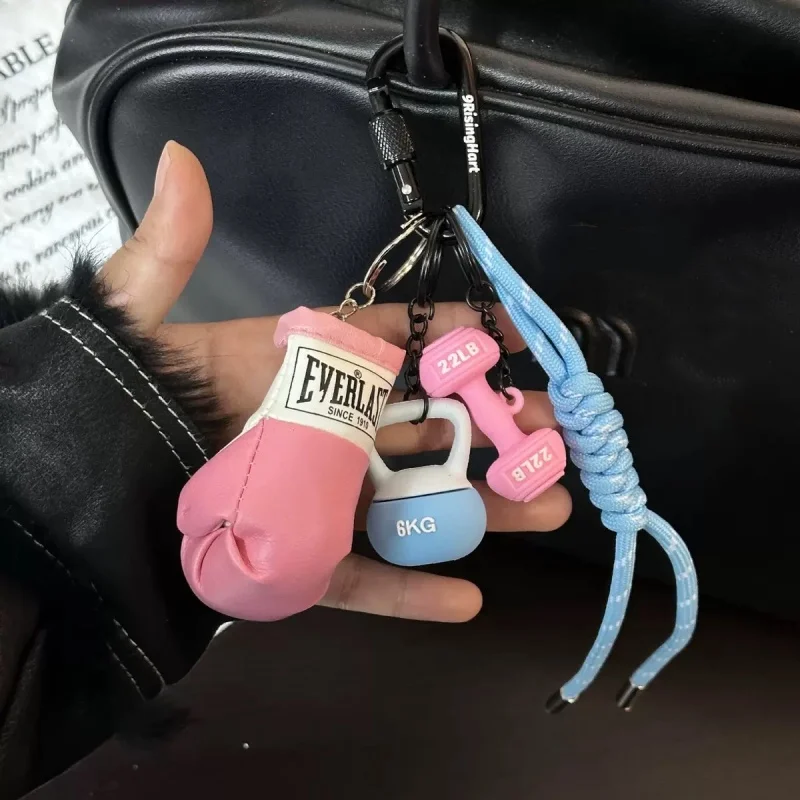 Novo Conjunto de Chaveiros de Silicone com Halteres e Kettlebells, Chaveiro de Metal e Chaveiro de Luva de Boxe – Presentes Motivacionais para Fitness e Academia