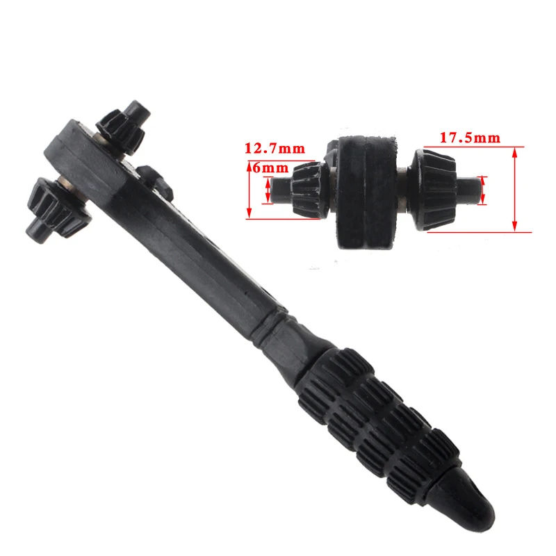 1PC 150mm Black Two-way Quick Ratchet Wrench Two-in-one Drill Chuck Key Wrench Hard Two-end Dual-use Wrench Hand Tools