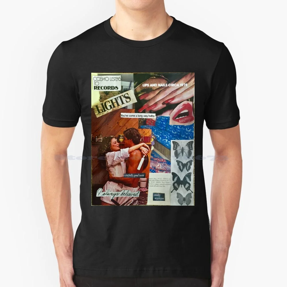 Хорошая футболка 100% хлопок 1970s 1960s винтажный коллаж античный журнал от кутюр Лана Дель Рей косплевидный Мэрилин Монро