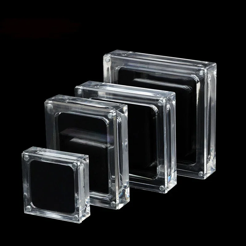 1PC Transparent Geometry Square Portable Storage Box Necklaces Earrings Jewelry Display Storage Holder Organizer Gadgets Supply