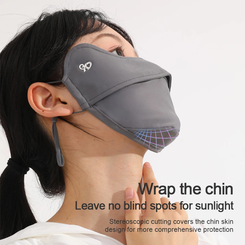 قناع أنيق للحماية من الشمس في الهواء الطلق للنساء والفتيات لركوب الدراجات ومضاد للأشعة فوق البنفسجية وقناع قابل للتنفس للصيد والجري وتسلق الجبال