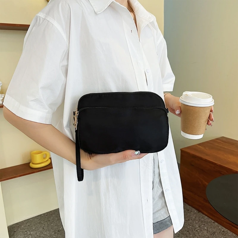 Durable Nylon Phone Cash Pouch Small Shoulder Bag Women Daily Casual Solid Color Crossbody Bag Waterproof Coin Holder Handbag