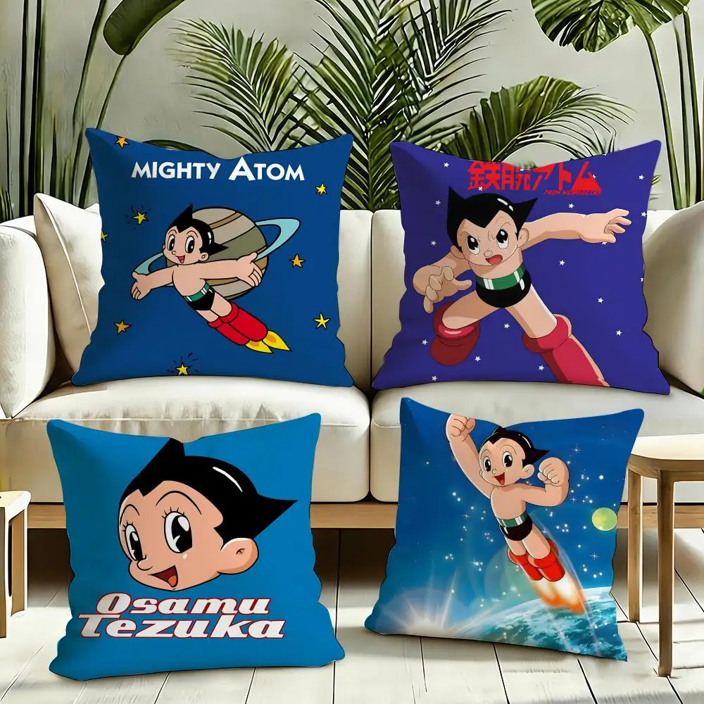 A-Astro Boy Anime Cushion Cover Silky Short Plush Invisible Zipper Dustproof Sofa Pillow Case for Home Decor