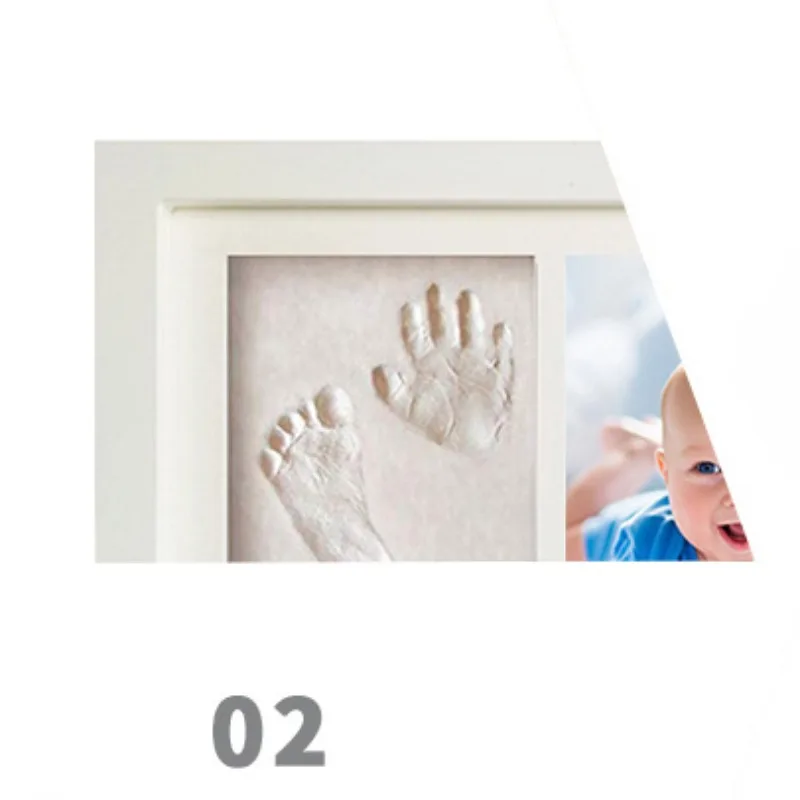 Baby Handprint Souvenir Gift Wooden Picture Frame Baby Hand and Foot Print Clay Picture Frame