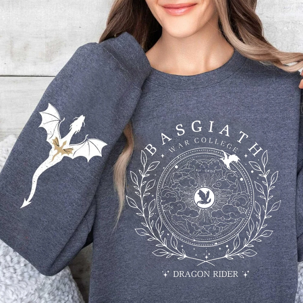 Basgiath War College Double-side Sweatshirt Fourth Wing Graphic Tee Fly or Die Shirt Vintage Pullover Bookish Hoodie Sweatshirt