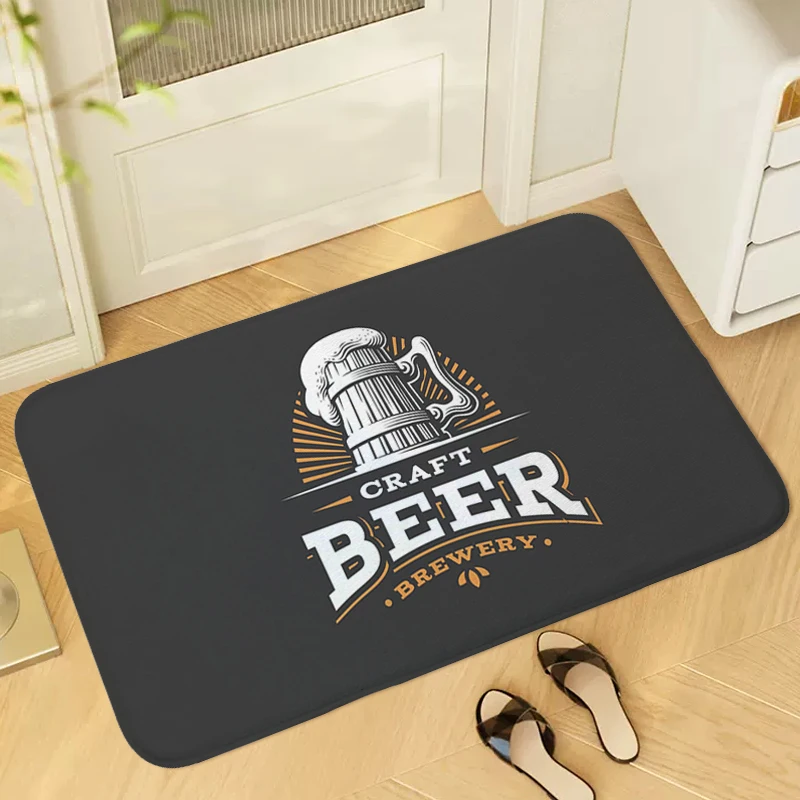 

Beer Printed Bath Foot Mat Slip-resistant Balcony Room Floor Carpet Kitchen Interior Entrance Mat Hallway Doormat Bedroom Rug