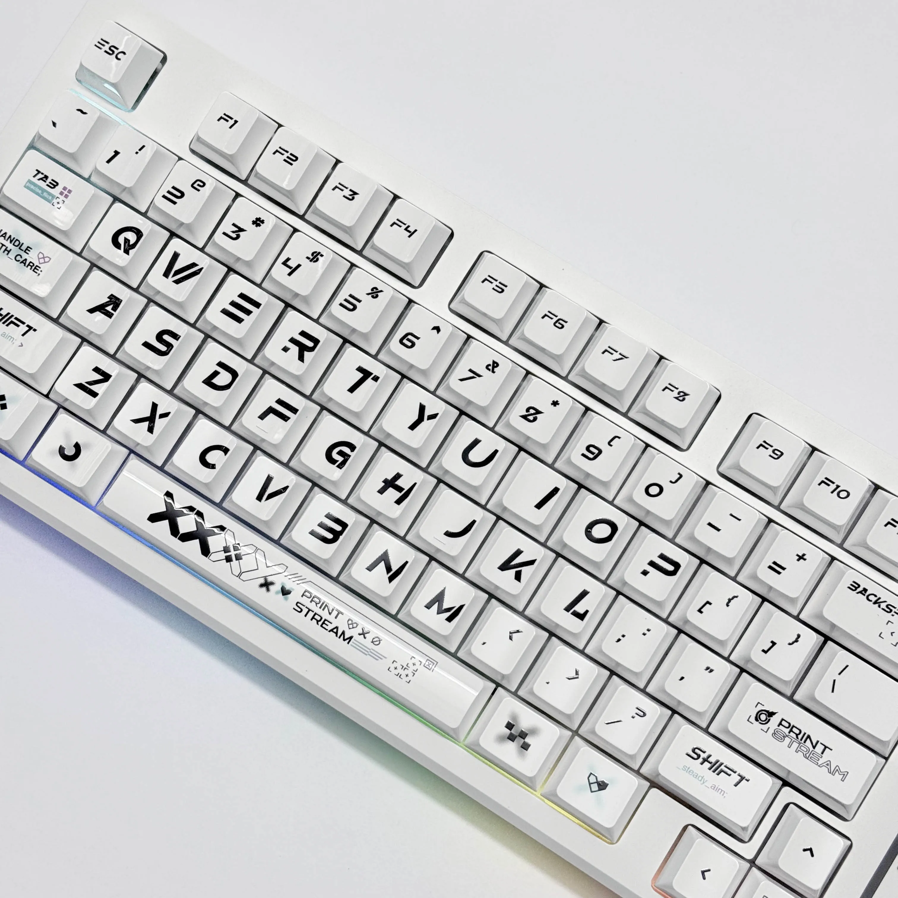 Porcelain White Glossy Printing Set Keycaps Cherry Profile Full Set for 61 68 75 84 87 89 96 98 100 Layouts Mechanical Keyboard