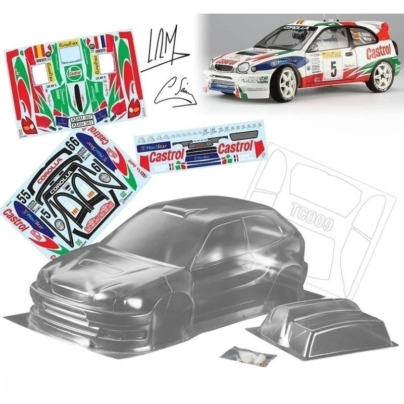 TeamC Bodies 1/10 Corolla WRC Rally Car Body 190mm Clear Lexan Car Shell W/Rear Wing + 3D Mirrors for R/C Drift Vehicles