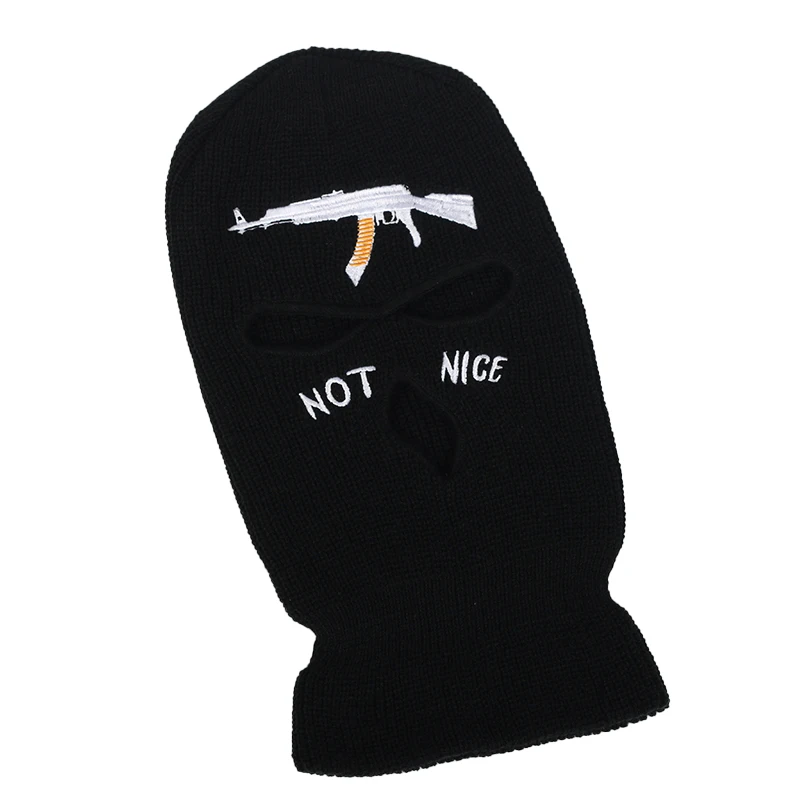 1Pc Embroidery Balaclava Face Mask 3-Hole for Cold Weather, Winter Ski Mask for Men and Women Thermal Cycling Mask Christmas Gif