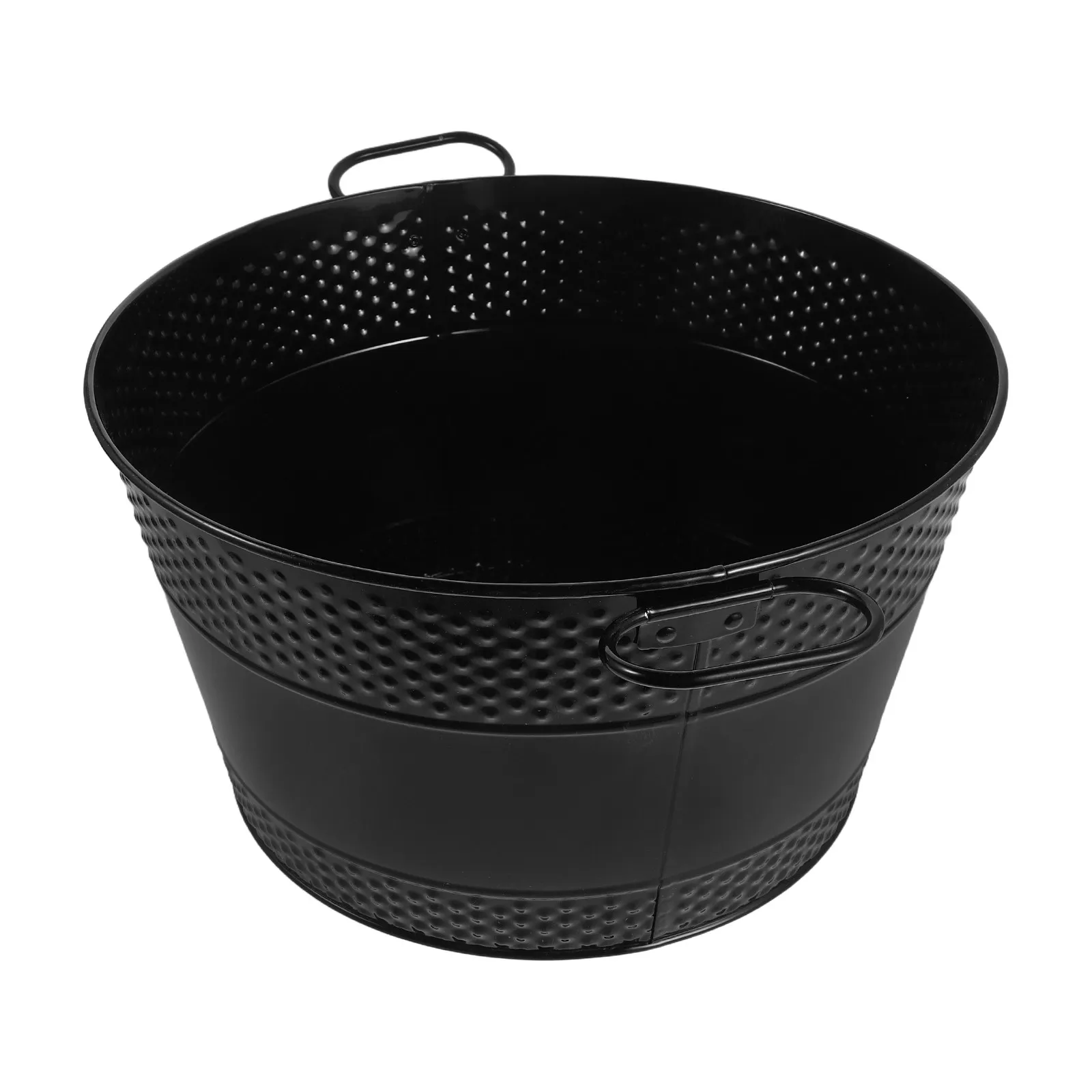 13 Inch Black Metal Firewood Bucket Retro Handle Coal Storage Container Fireplace Log Carrier Indoor Wood Burning Stove