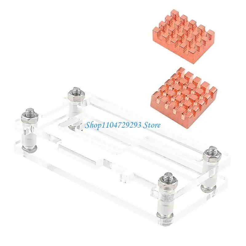 Transparent Acrylic Case for OrangePi Zero2W Protector Copper Heatsinks Box 