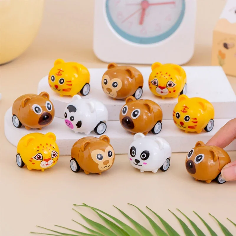 10Pcs Cute Mini Animal Pull Back Cars Toys for Kids Birthday Party Favors Baby Shower Guest Gift Souvenir Giveaway Pinata Filler