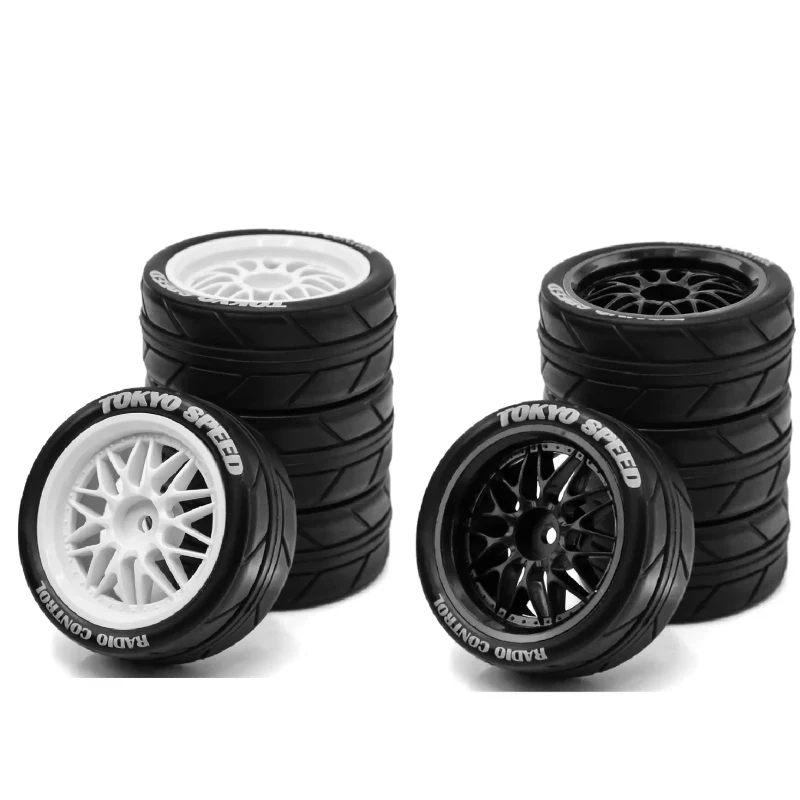 

4pcs 65mm Rubber Tire Wheel Tyre 12mm Hex for Tamiya TT01 TT01E TT02 TT02B TA06 XV01 XV02 PTG-2 1/10 RC Racing Car Upgrade Parts