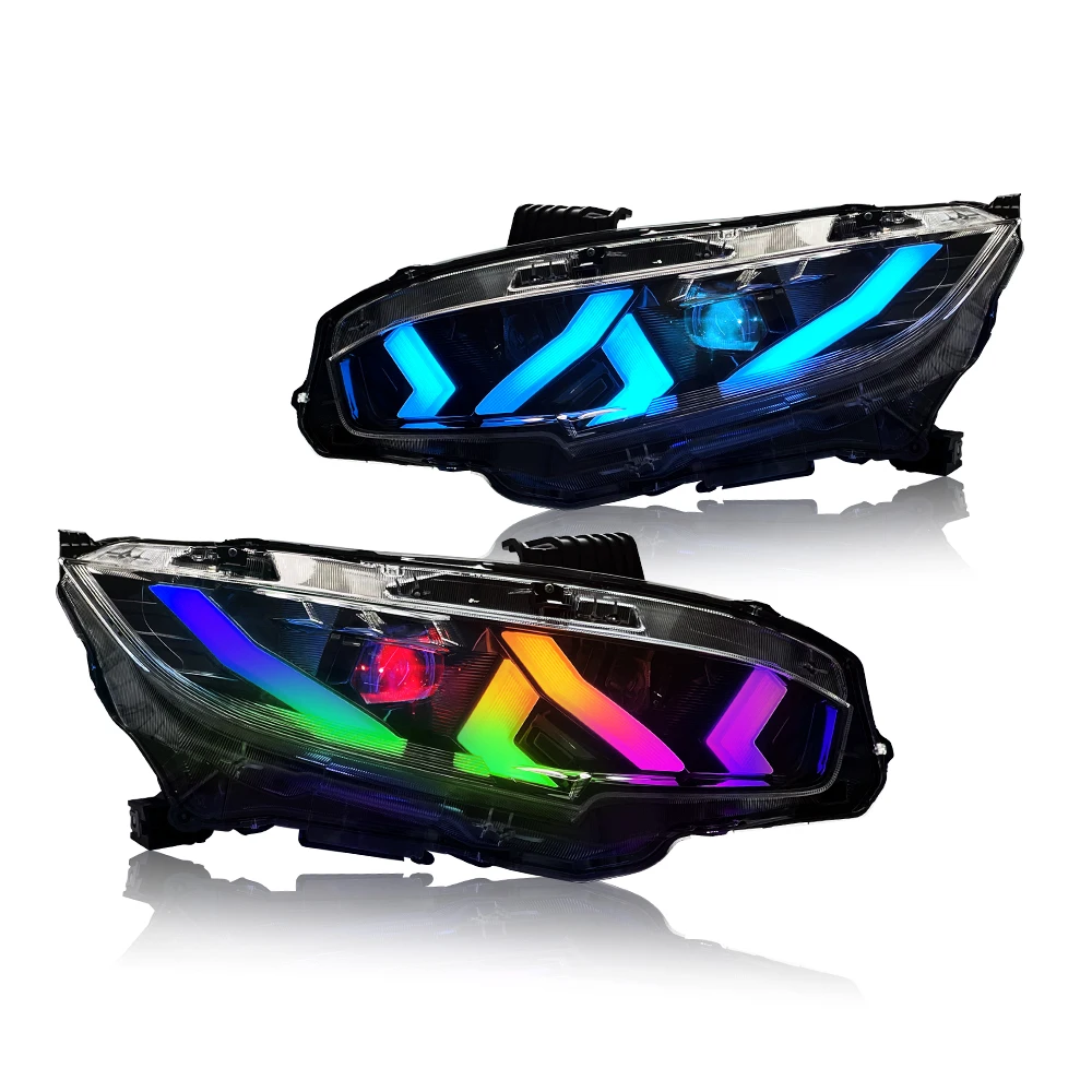 

LED Headlights for 2016-2021 Honda Civic 10th Gen Sequential turn signal Demon Eye Car Upgrade Accessories Plug And Play