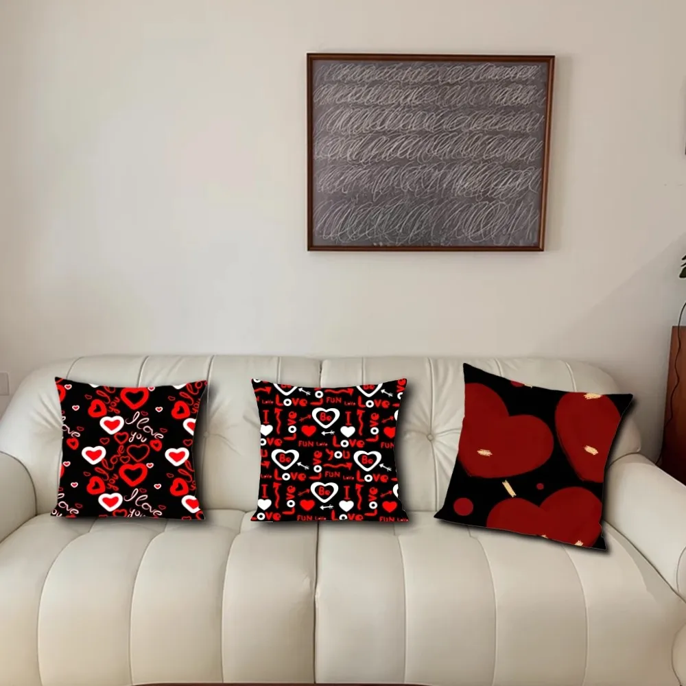 Valentine Day love heart Pillow Case Living Room Accent Couch Back Support Square Lounge Restful Nap Companion ﻿