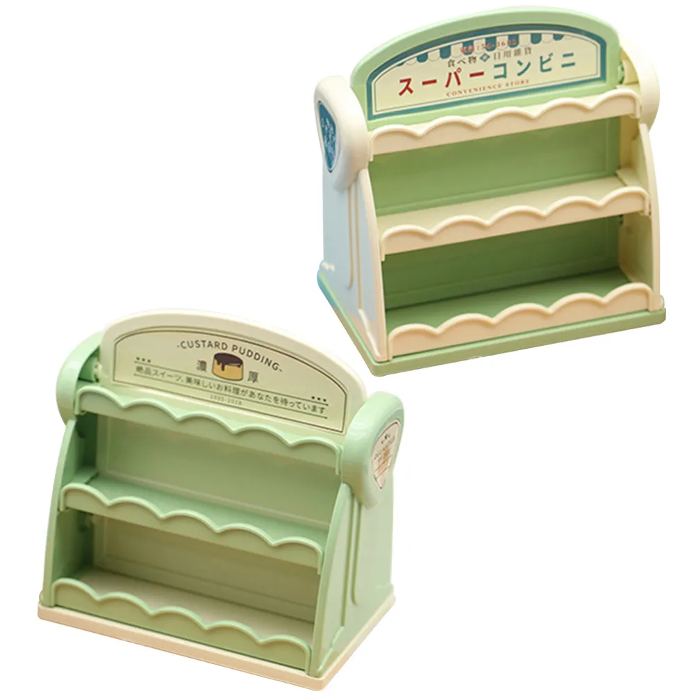 2Pcs Mini House Shelf Simulation Supermarket Storage Rack Decorative Stand for Miniature Room Layout Accessories