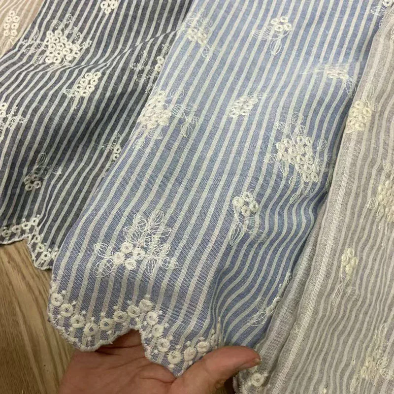 ファッションフラワー重工業レース生地カラーストライプ布シャツ布刺繍生地