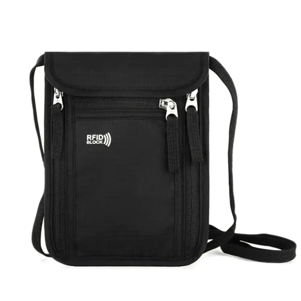 Unisex Nylon RFID Passport ID Bag Waterproof Multi-Functional Document Pouch Neck Wallet Travel