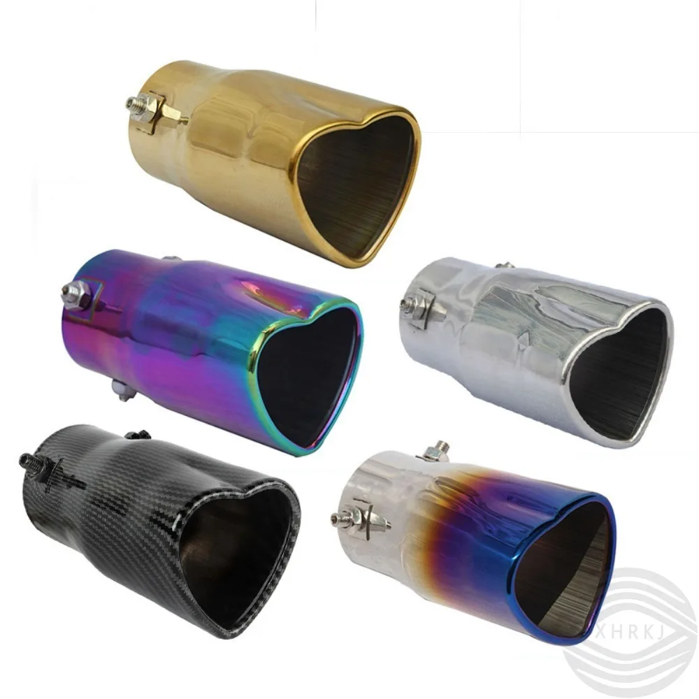 

5-color 63mm Heart-shaped General Motors Exhaust System Muffler Single Nozzle Head Pipe Stainless Steel
