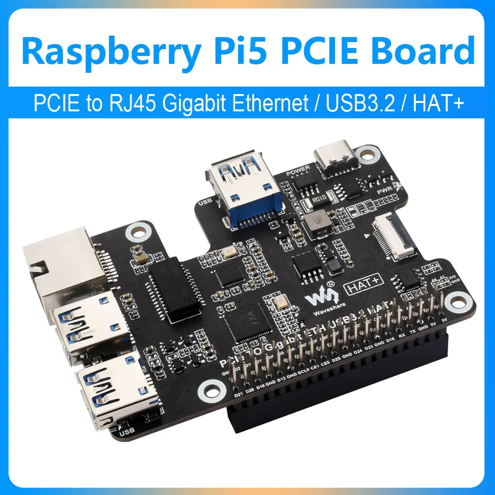 Raspberry Pi 5 PCIe เป็นกิกะบิตหมวก16PIN Gen1 USB3.2 + ไม่มีคนขับฮับ3USB เสียบแล้วใช้งานได้เลย