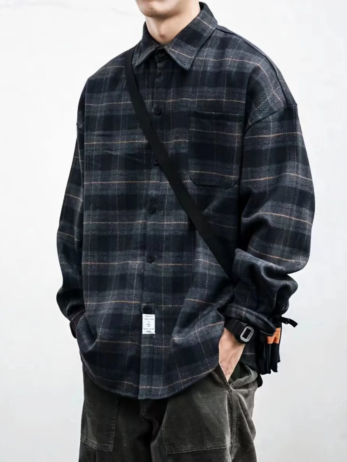 

Large Size Autumn Winter Plaid irt Men's Casual Long Sve Loose Fit Breathable Faion Outerwear Workwear Vintage Sle