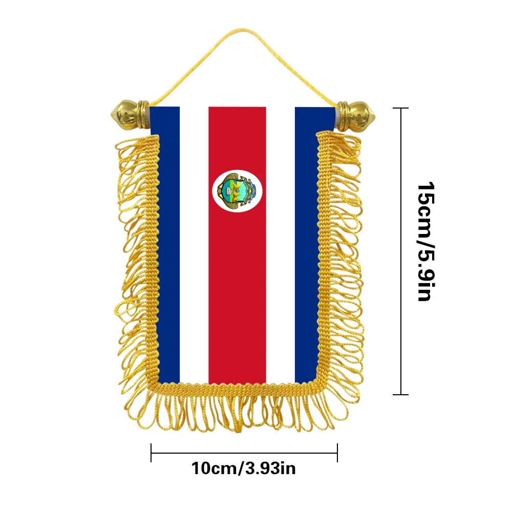 Costa Rica small hanging flag 10x15cm triangular flag car decoration hanging flag double-sided pattern with suction cup