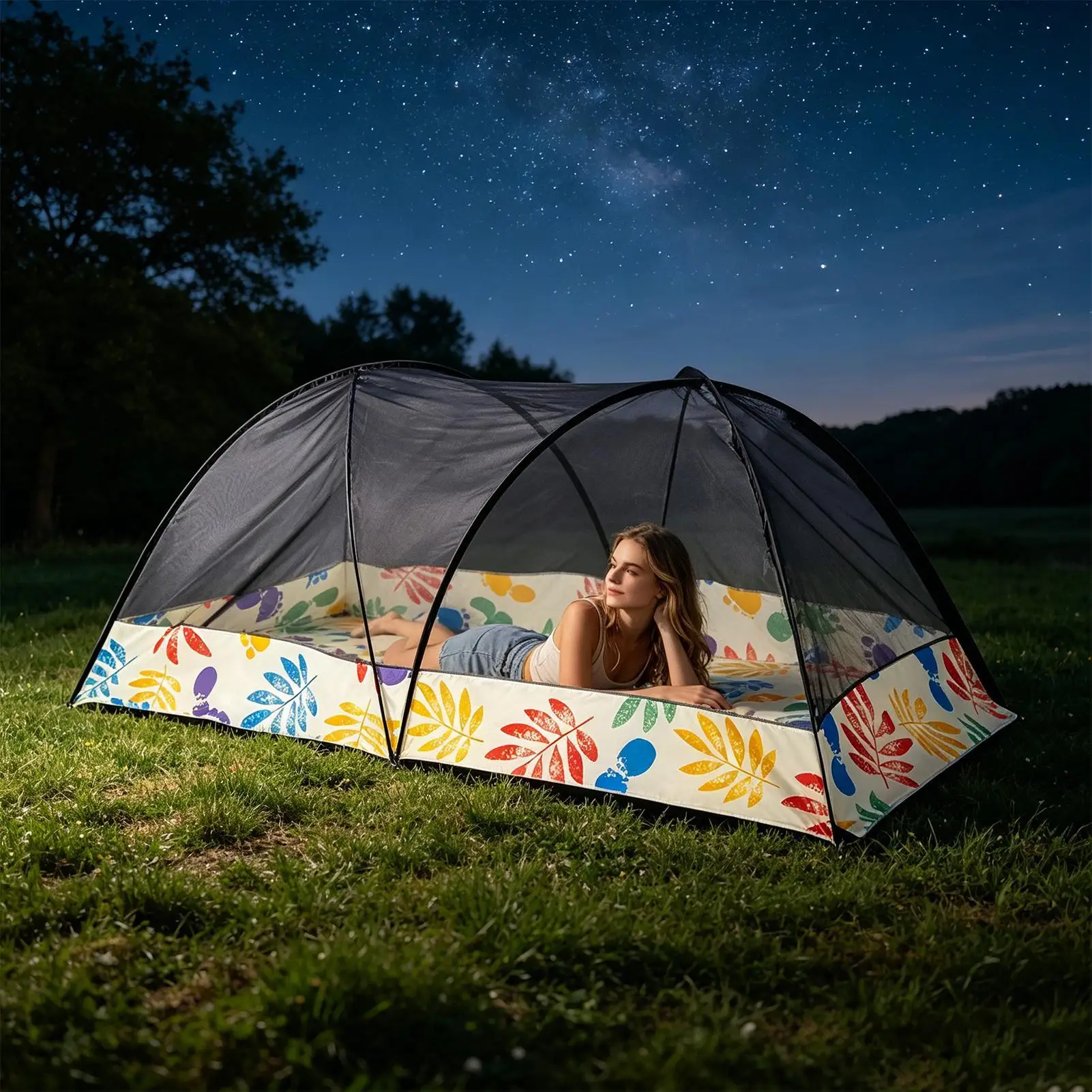 Camping Net Foldable Fly Protection Netting Barrier Camping Bed Mesh Net For Adults Family Sleeping Outdoor Tent Backpacking