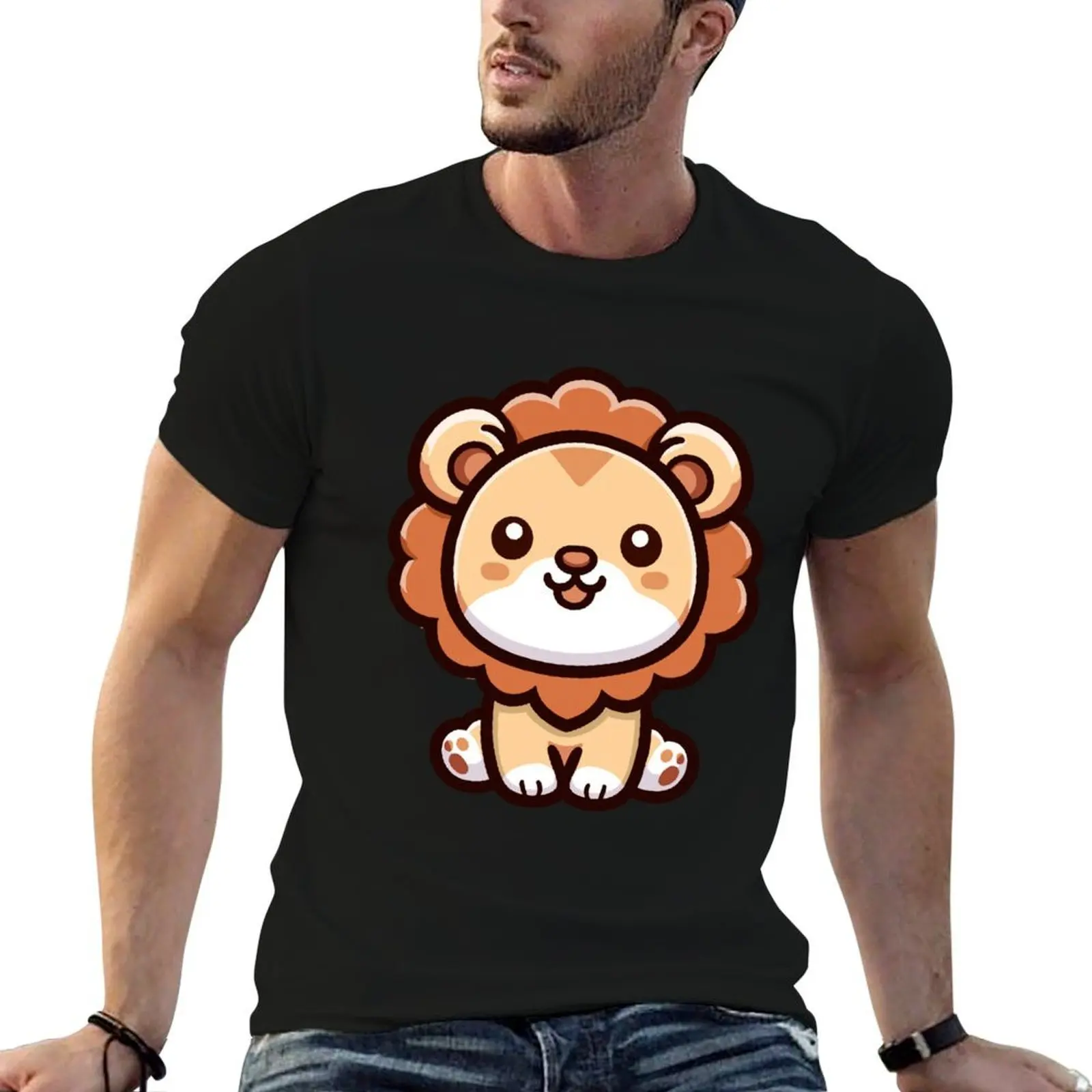 

Kawaii Lion T-Shirt t shirt men 100% cotton luxury brand t shirt personalised man graphic t shirt T-shirt