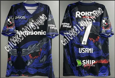 Gamba Osaka Jersey 2024 J1 리그 월드 엑스포 페이스 마스크 팬 에디션 속건성 팀 축구 유니폼 여름 데일리 홈 티셔츠
