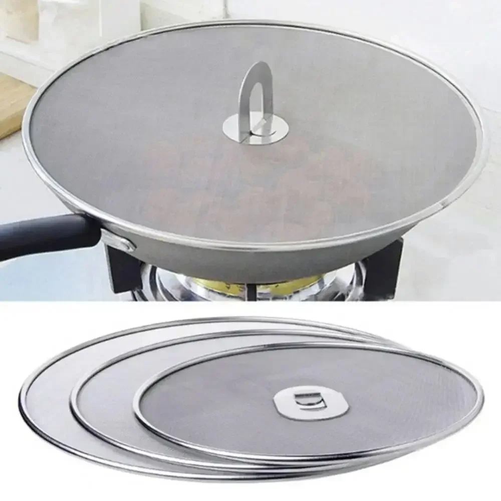 

Splatter Screen Kitchen Oil Proof Lid Stainless Steel Oil Spill Proof Cover Frying Pan Cover Lid Drain Cover Strainer