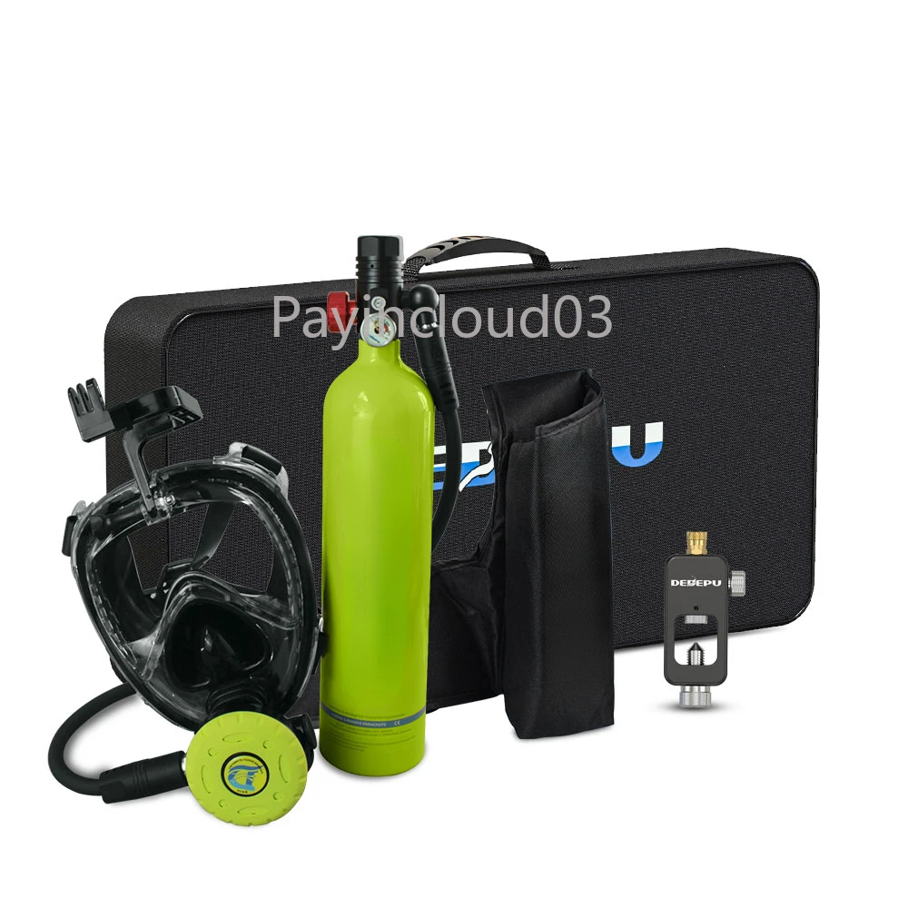 DEDEPU 1.0L Scuba Diving Cylinder Mini Oxygen Tank Set Respirator Air Tank Hand Pump for Snorkeling Diving Equipment