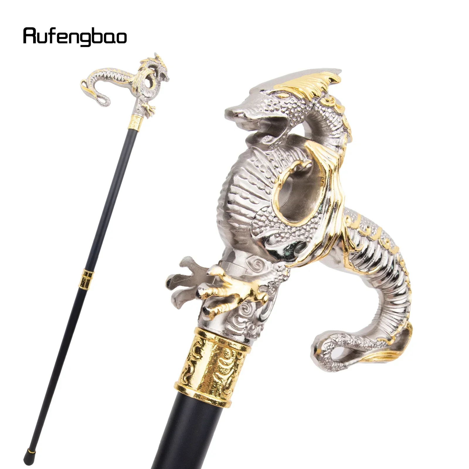 

Golden White Luxury Dragon Walking Cane Fashion Decorative Stick Gentleman Elegant Cane Crosier 93cm Performance Stage Cane