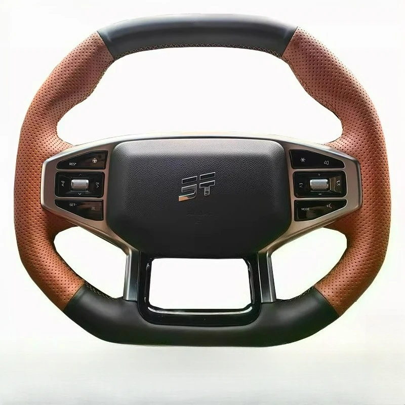 

Чехол на руль из черной и коричневой кожи ручной работы, противоскользящий, для Chery Jetour Traveller T2 2023 2024, автозапчасти