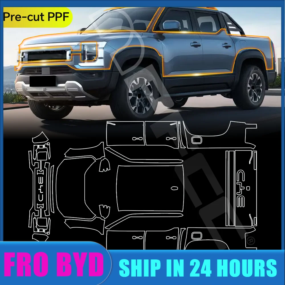 For BYD Ute Shark Base 2024 2025 2026 Pre-cut PPF TPU Paint Protection Film Clear Bra Car Body Anti-Scratch Resistant Invisible