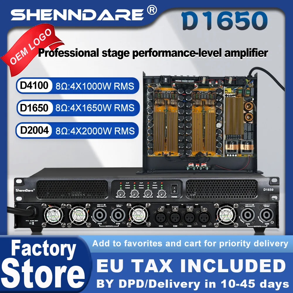 

ShennDare D1650 Professional Digital Power Amplifier 4x1650w 8Ohm 4 Channel DJ Subwoofer Amplifier Line Array Speaker Sound Amp