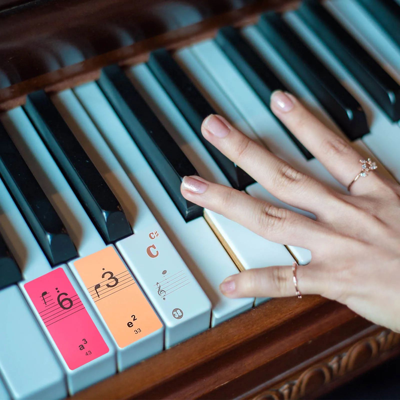 2 قطعة ملصق البيانو مقاوم للماء مضاد للعرق سهل التركيب إزالة دائم ممارسة المعونة للمبتدئين ملصق البيانو التسمية #6